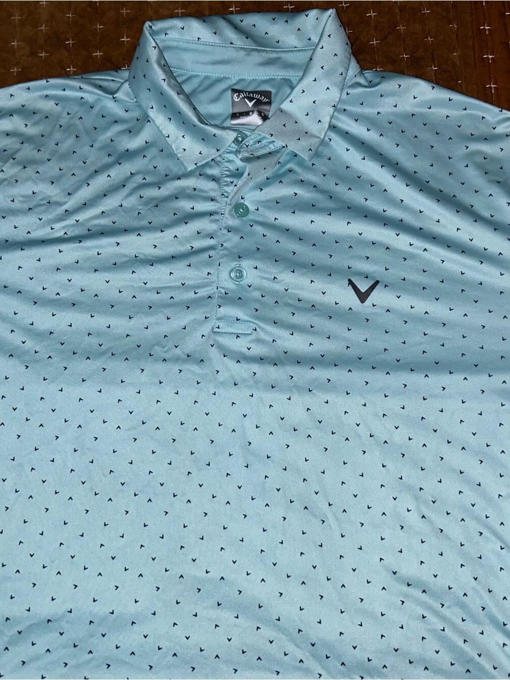 Callaway Men’s Aqua Polo with Micro Chevron Print